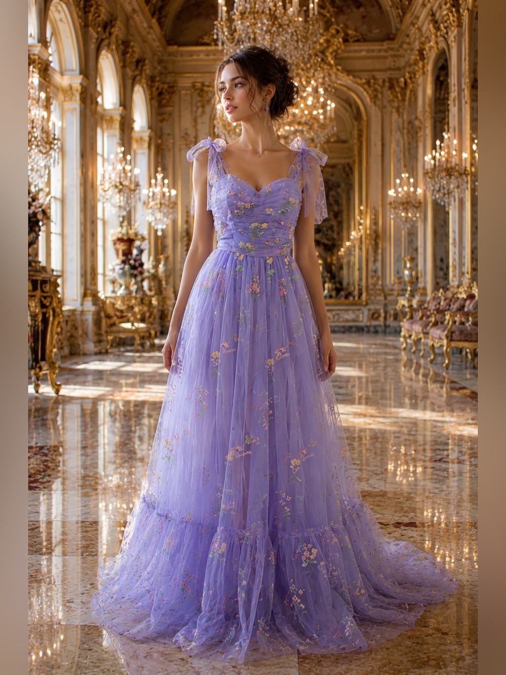 Lavender Fairy Floral Embroidered Tulle Midi Dress  | Only One Available 💜